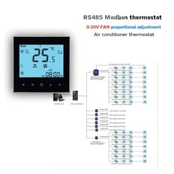 RS485 0-10V modulating fan thermostat for cooling heating 2P/4P Fan coil unit thermostat