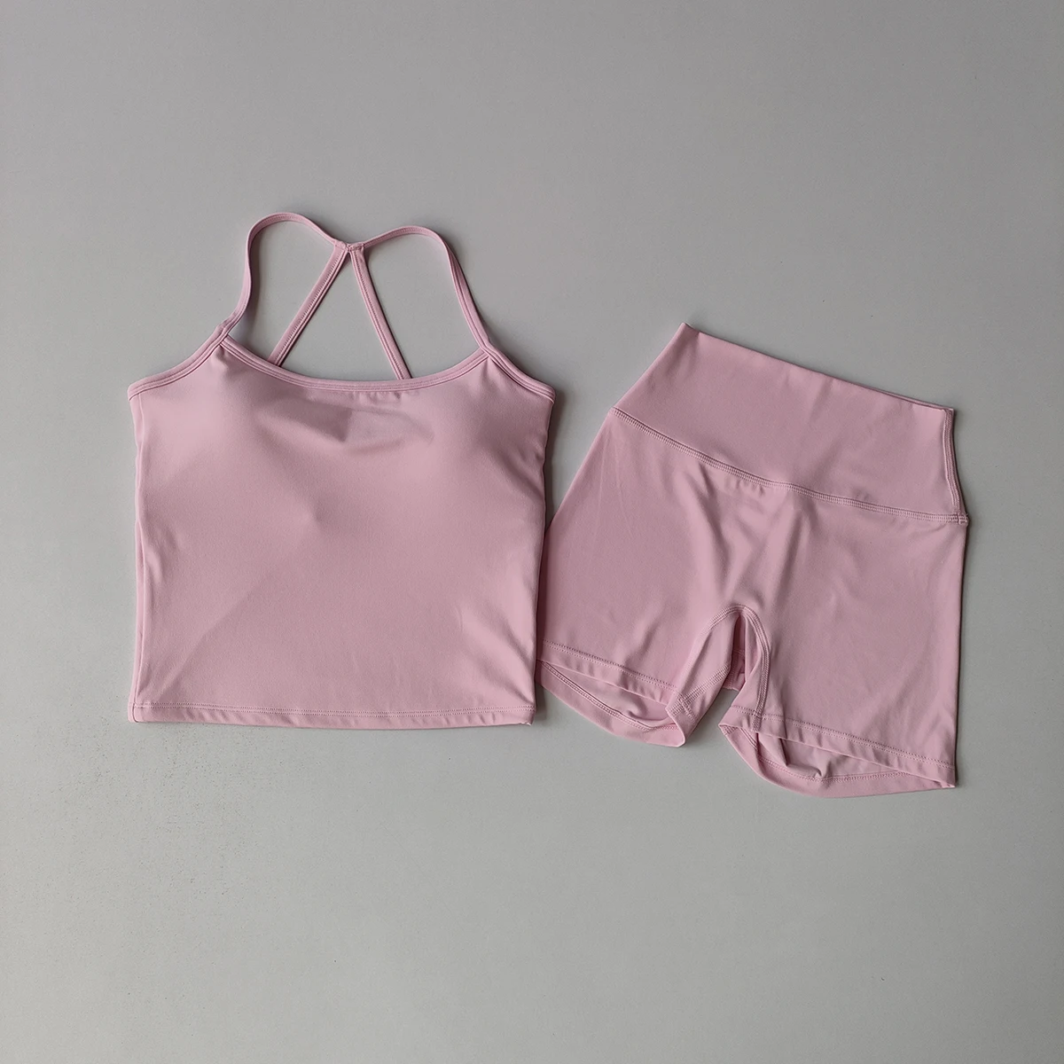 Langes Trägerloses Top-Set Yoga Gym Set Nahtloser Rückenfreier Sport-BH Tops Tanktop Hüftlift-Leggings Gym-Shorts-Sets Sportset – Detail 23