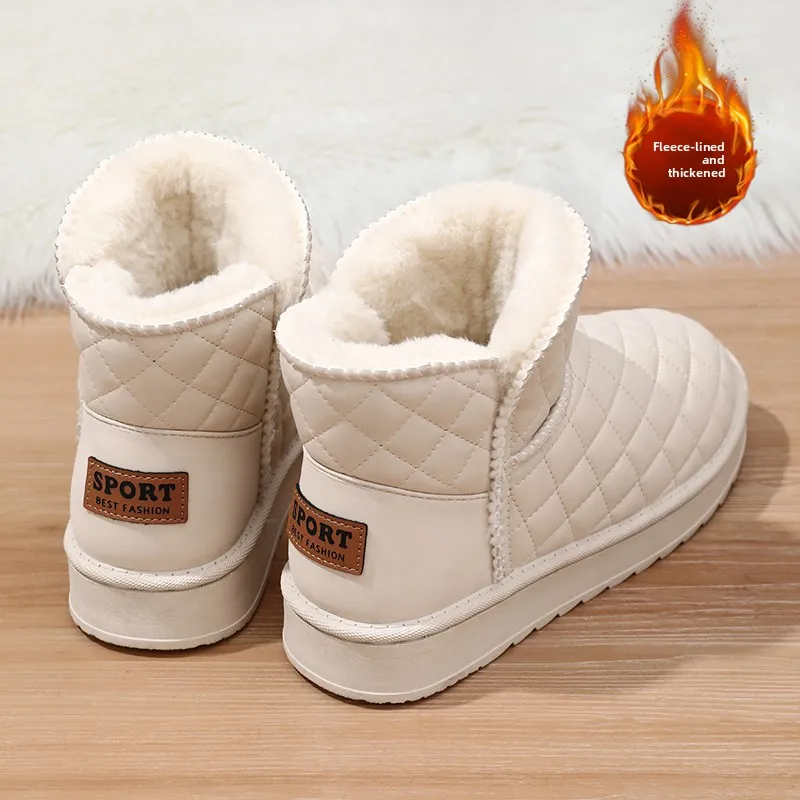 Women's Winter Thickened Fleece Lined Snow Boots Outdoor Bread Style Fur Integrated Waterproof Cold Resistant Northeast Big C...