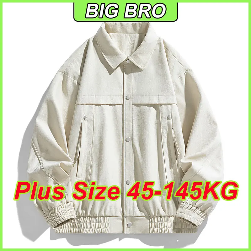 

Plus Size M-8XL Men's Jacket Outdoor Casual Wear Spring Autumn Coat Workwear Pure Color Flip Collar Jackets Fashion Male Clothes