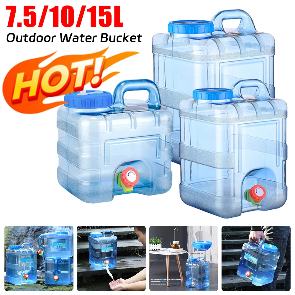 7.5-15L Portable Car Water Bucket Driving Pure Large Water Tank Container with Faucet for Outdoor Camping Cooking Picnic Hiking