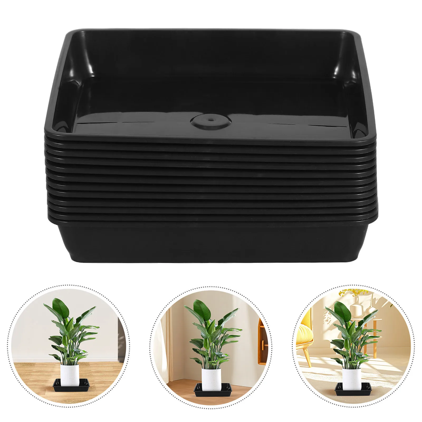 

12Pcs Flower Basin Bottom Mats Square Durable Plant Pot Trays Protective Water Holding Tray Indoor Outdoor Use