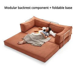 Vintage Style Lamp Core Plush Fabric Sofas Bed Detachable and Washable Living Room Vacuum Compression Folding Lazy Combination