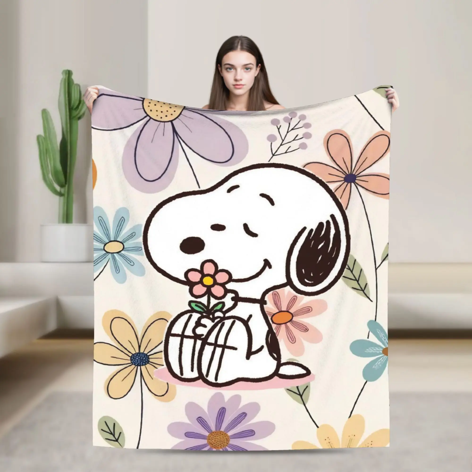 Cartoon Cute S-Snoopys Blanket Flannel Flower Super Warm Throw Blankets for Bedding Couch Bedspread