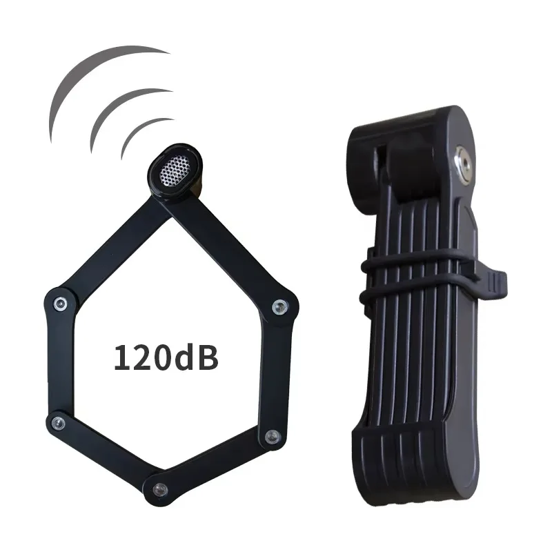 China Factory Durable 120db Anti-Theft Security Alarm Stainless Steel Folding Locks for Bicycle