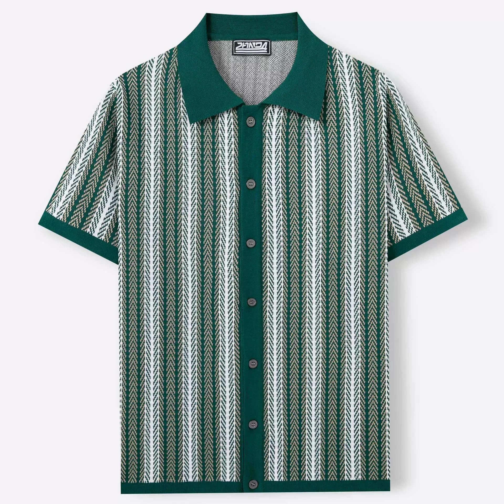 

Men's elegant and fashionable high-end short sleeved knitted shirt, summer new style striped jacquard business polo shirt