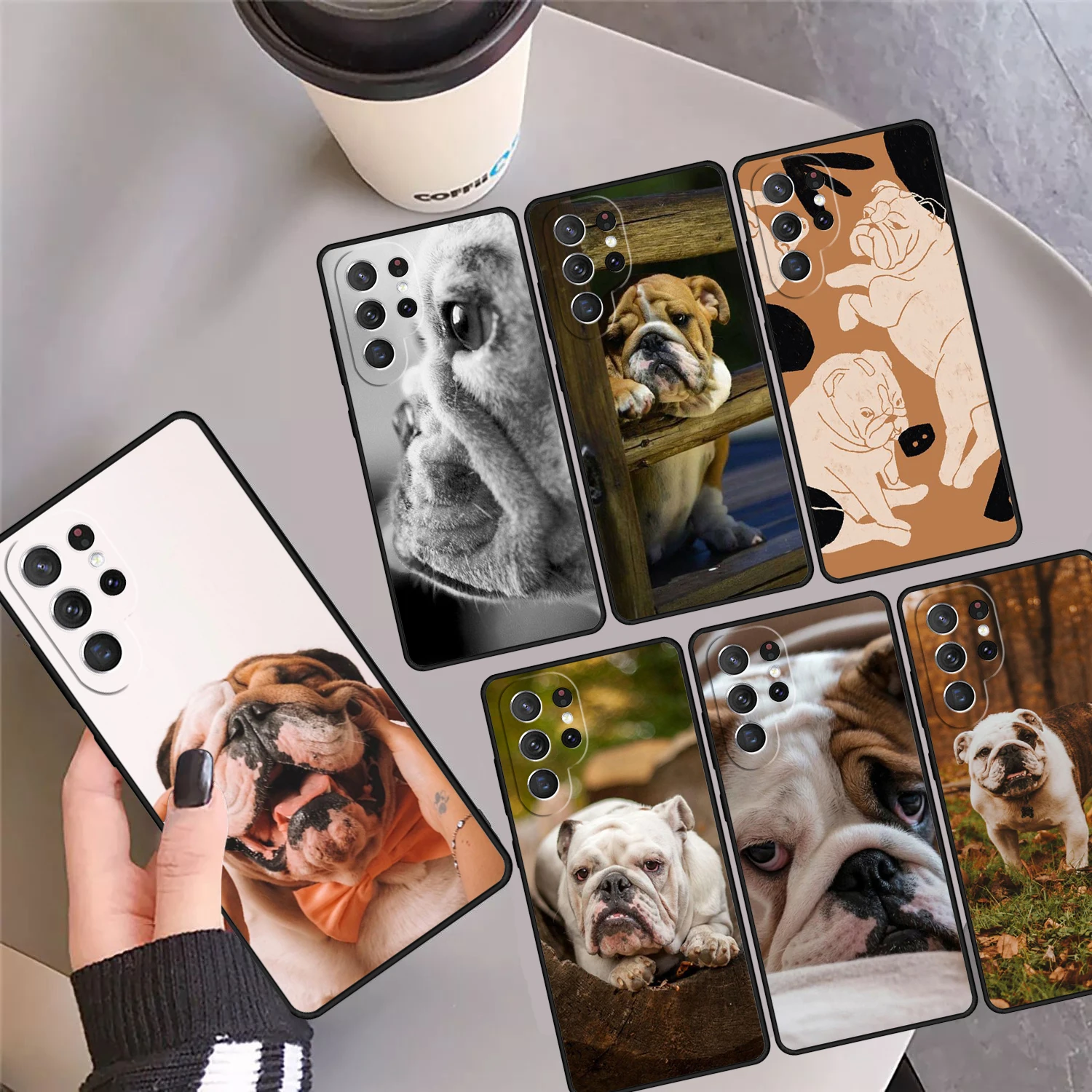 British English Bulldog Phone Case Cover For Samsung Galaxy S24 Ultra 23 S22 Plus S21 FE S20 S8 S9 S10 Note 10 Pro Note 20 Ultra