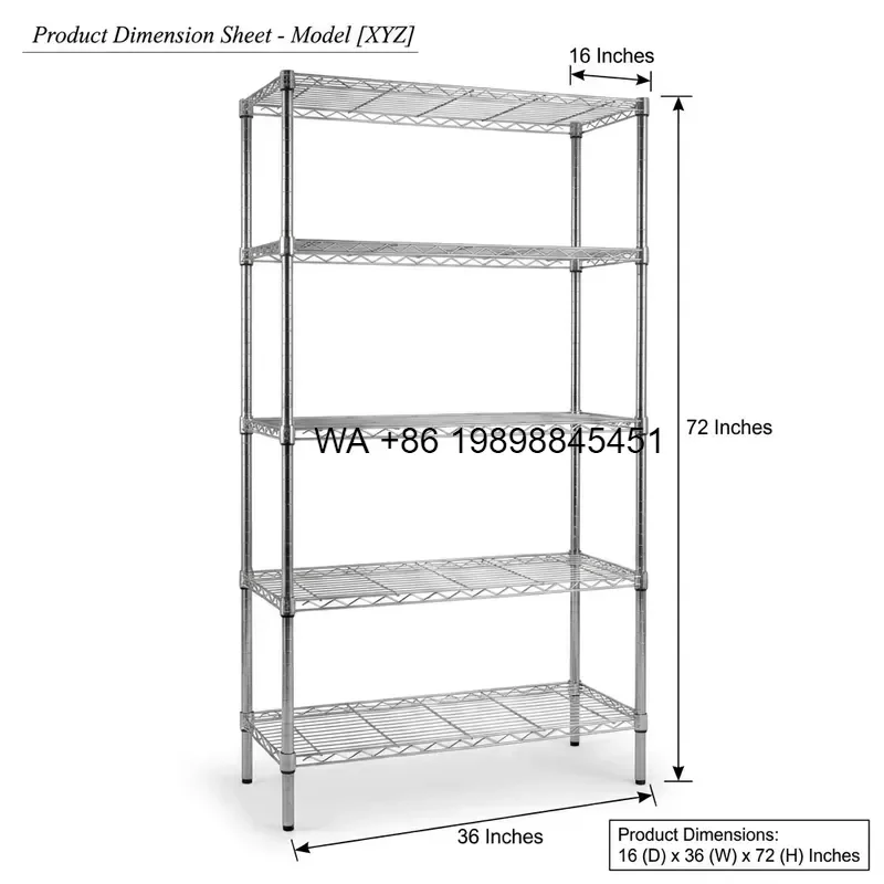 Wmwmnu NSF Certified 5 Tier Adjustable Chrome Wire Storage Rack Heavy Duty Metal Shelving for Mushroom Cultivation Farm