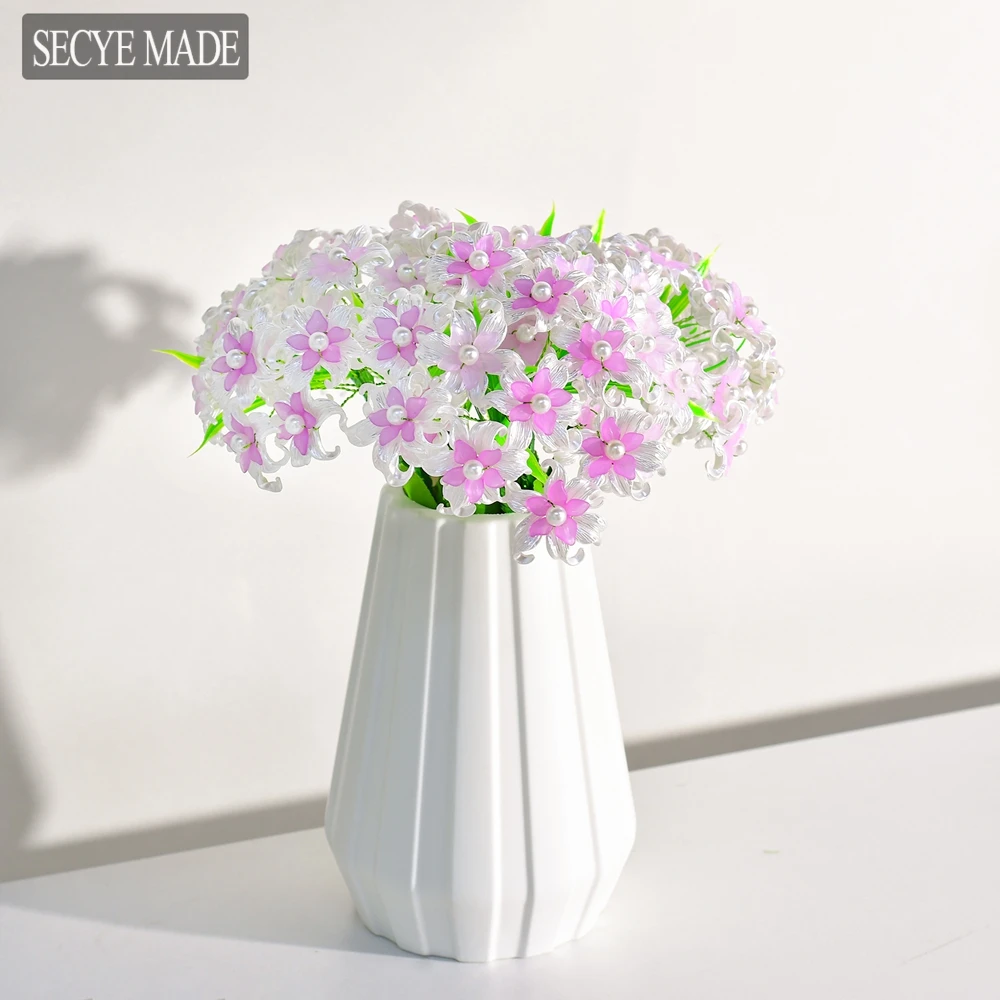 

White&Purple Petal Bead Craft Bouquet DIY Home Decoration Crafts Ornament Flower Arrangement DIY Material Package K23