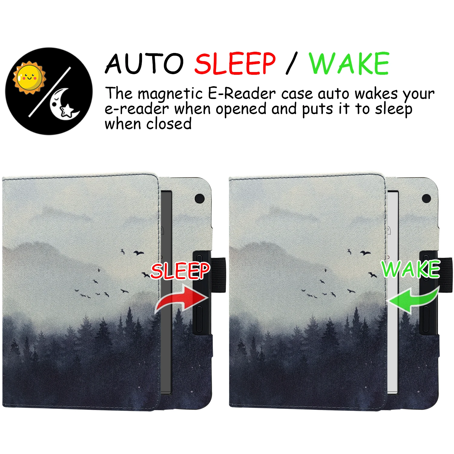 Imagem -05 - Gaugger-capa Dupla Stand para Kobo Libra Colour Libra Libra H2o Capa com Auto Dormir And Wake Alça Dupla de Mão para Kobo Libra