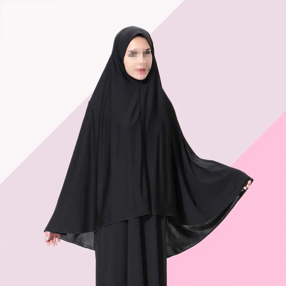 

New Solid Black Full-Cover Inner Hijab Cap Seamless Lightweight Stretchable Breathable Polyester Spandex Muslim Hijab for Women
