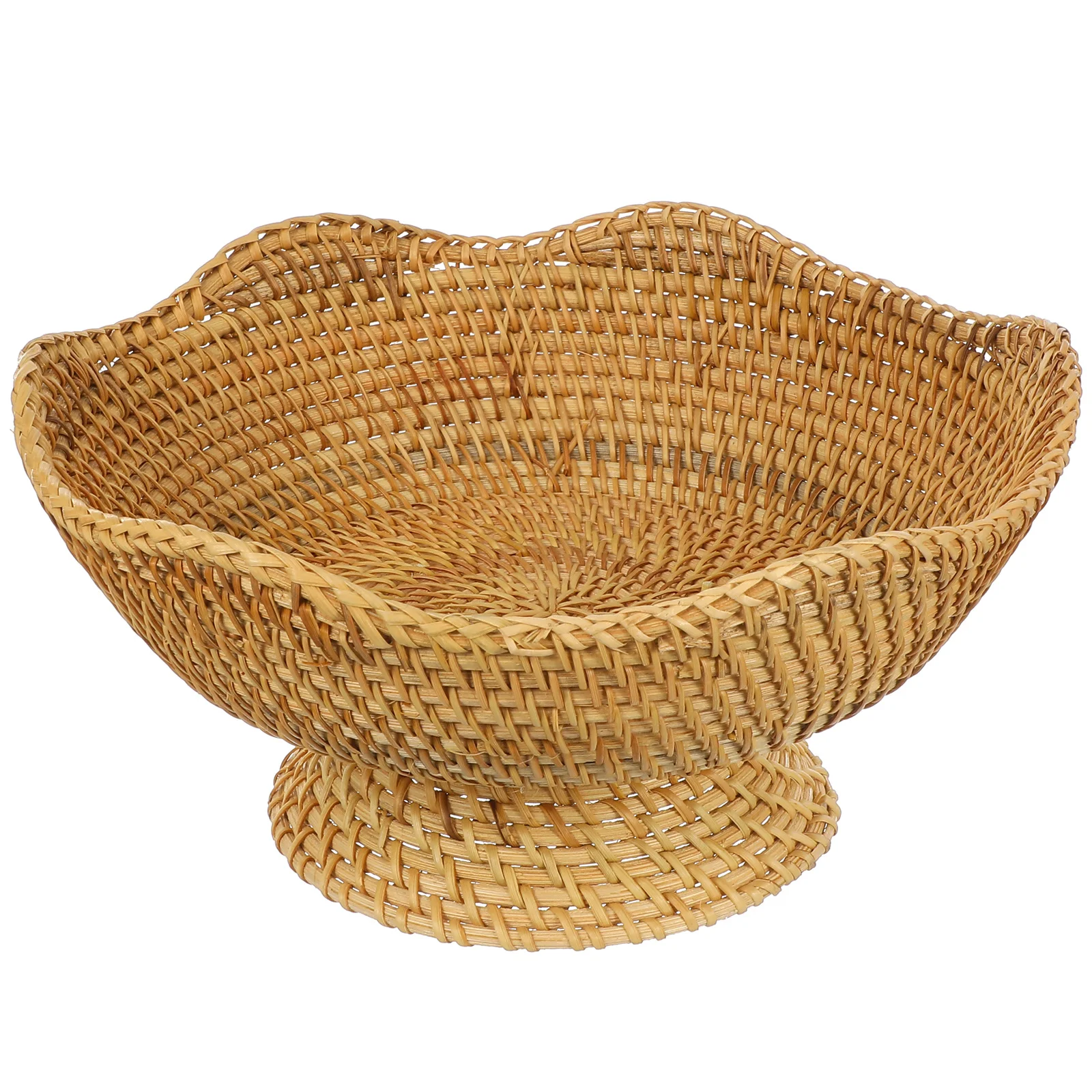 

Small Round Rattan Fruit Basket Woven Storage Organizer Desktop Key Holder Entryway Table Snack Tray Multifunctional