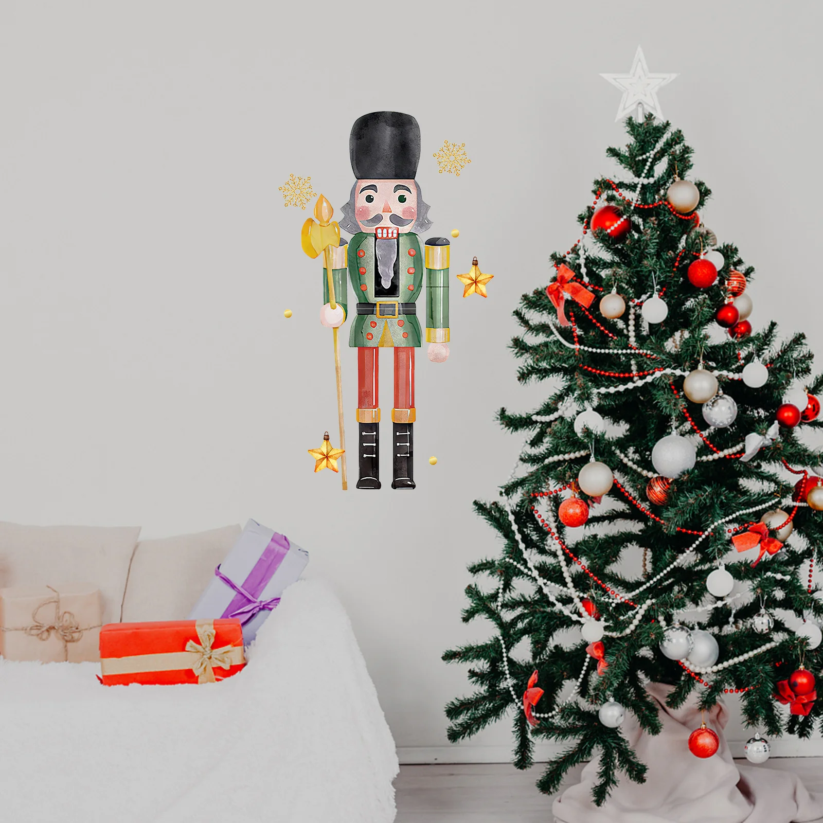 

1Set Nutcracker Home Decor Wall Stickers Christmas Holiday Window Clings Reusable PVC Decals for Schools Kindergartens Doors