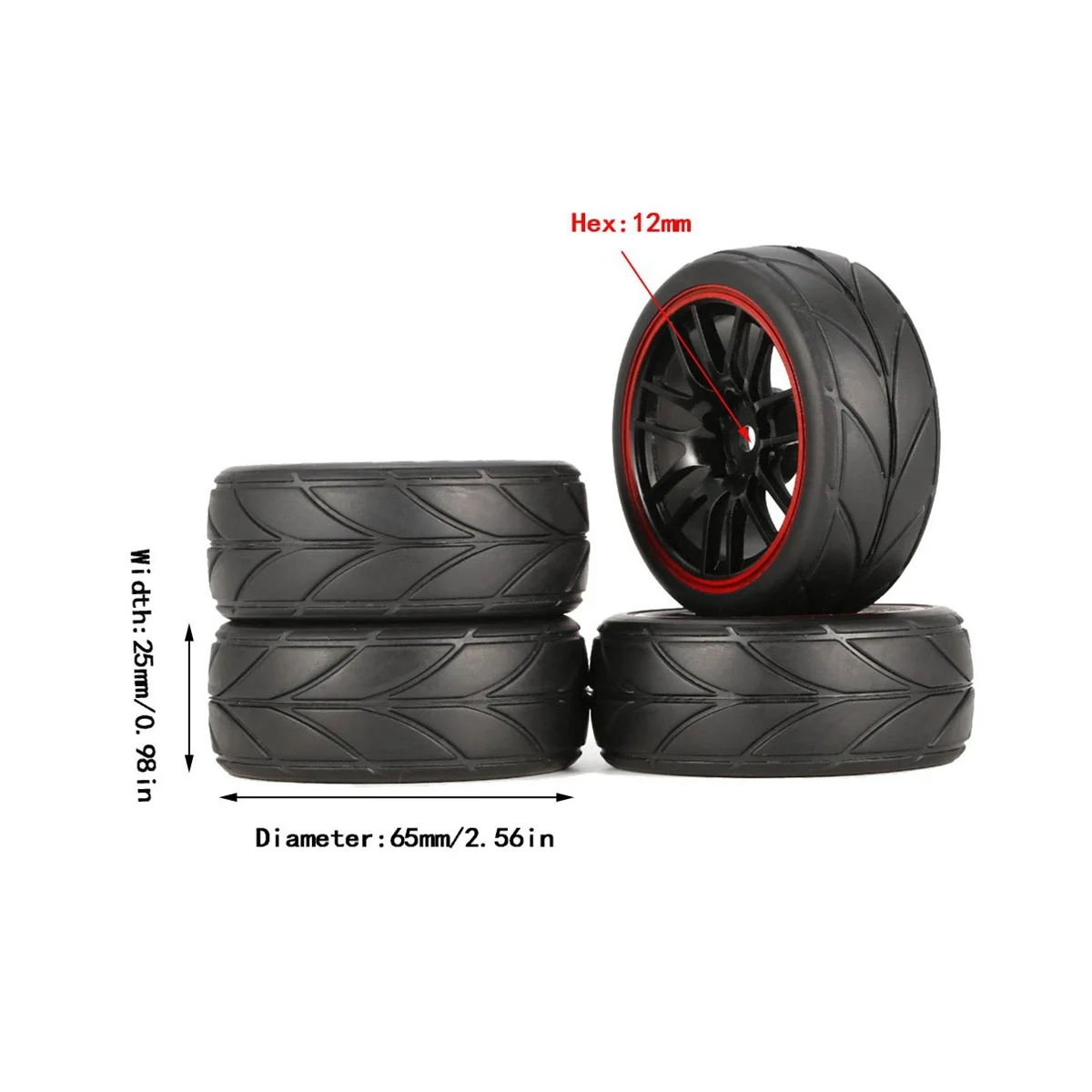 1/10 RC Racing Car Tires on Road Touring Drift Car Tyre Wheel for TT01 TT02 TA06 XV-01 PTG-2 WR8