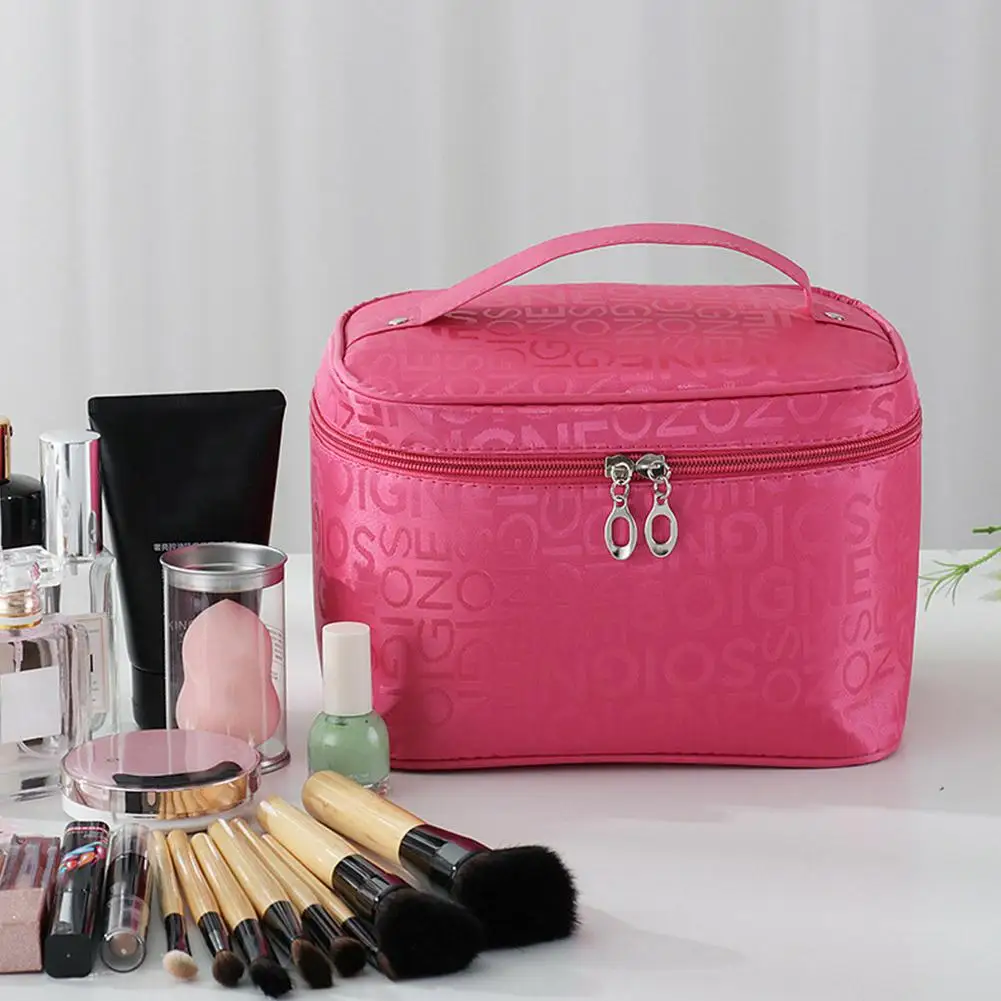 Large Capacity Makeup Bag Letter Pattern Cosmetic Organizer Bag Portable Travel Toiletry Bag For Women Daily Business Trip Gym