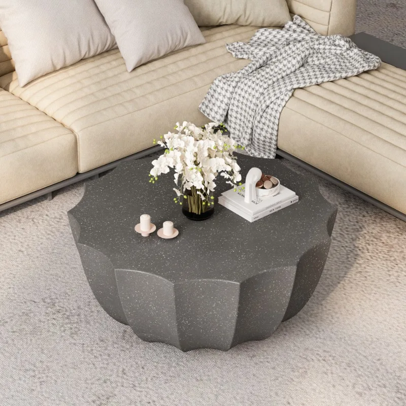 

Modern Octagonal Outdoor Coffee Table Grey Stone Texture Patio Table for Garden Balcony Stylish Durable Outdoor Accent Table