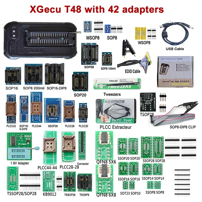 

T48 Programmer XGECU [TL866-3G] V12.25 Support 28000+ ICs for SPI/Nor/NAND Flash/EMMC BGA153/162/169/100/221 TSOP/SOP/PLCC Inter