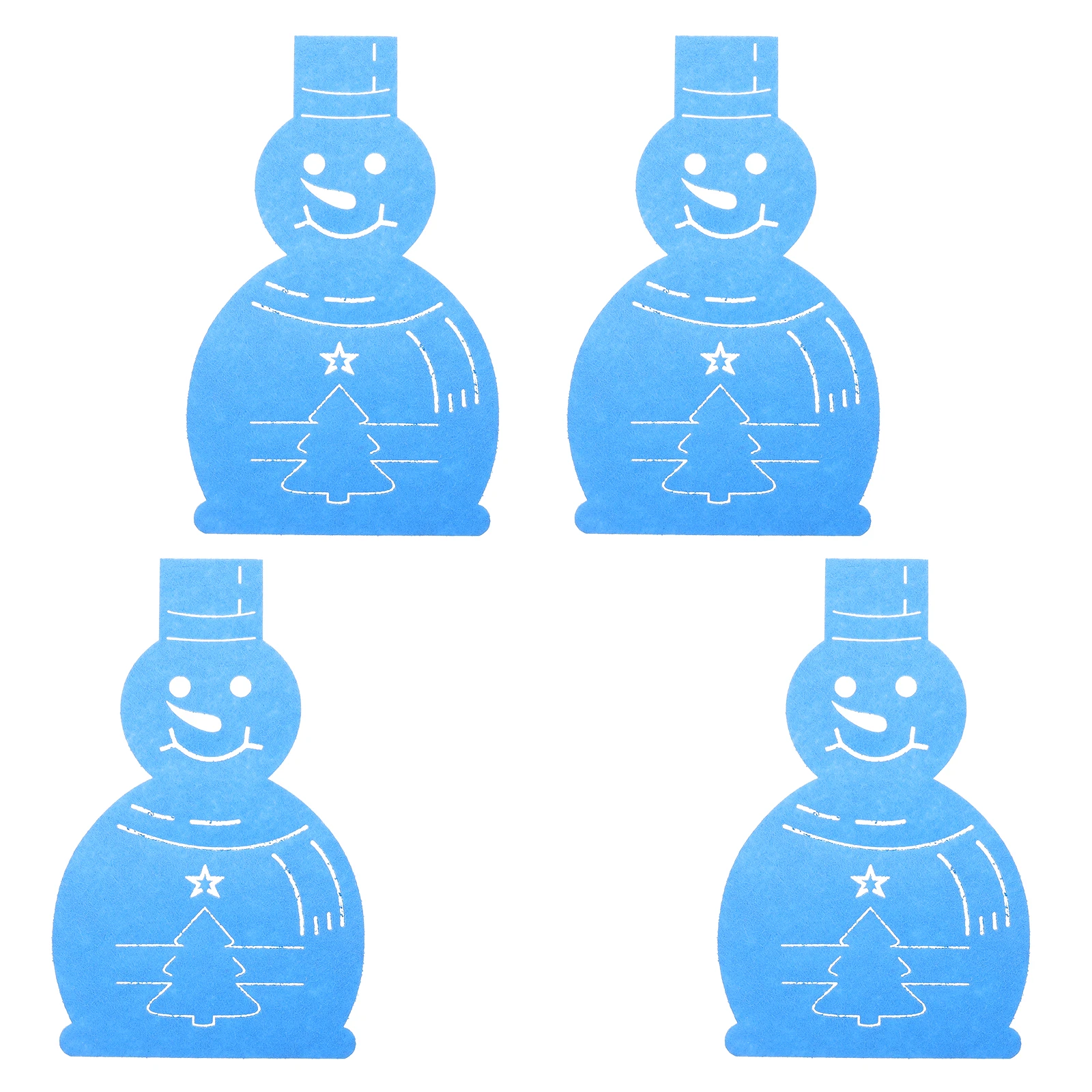 

4 Pcs Snowman Utensil Holder Cutlery Bags Storage Felt Tableware Serving Utensils