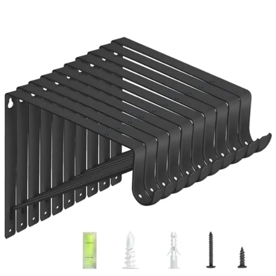 

10-Pack Closet Rod Bracket 10.8x10.8Inch Closet Shelf Brackets Heavy Duty Wall Mounted Matte Black Steel Closet Rod Support Bra