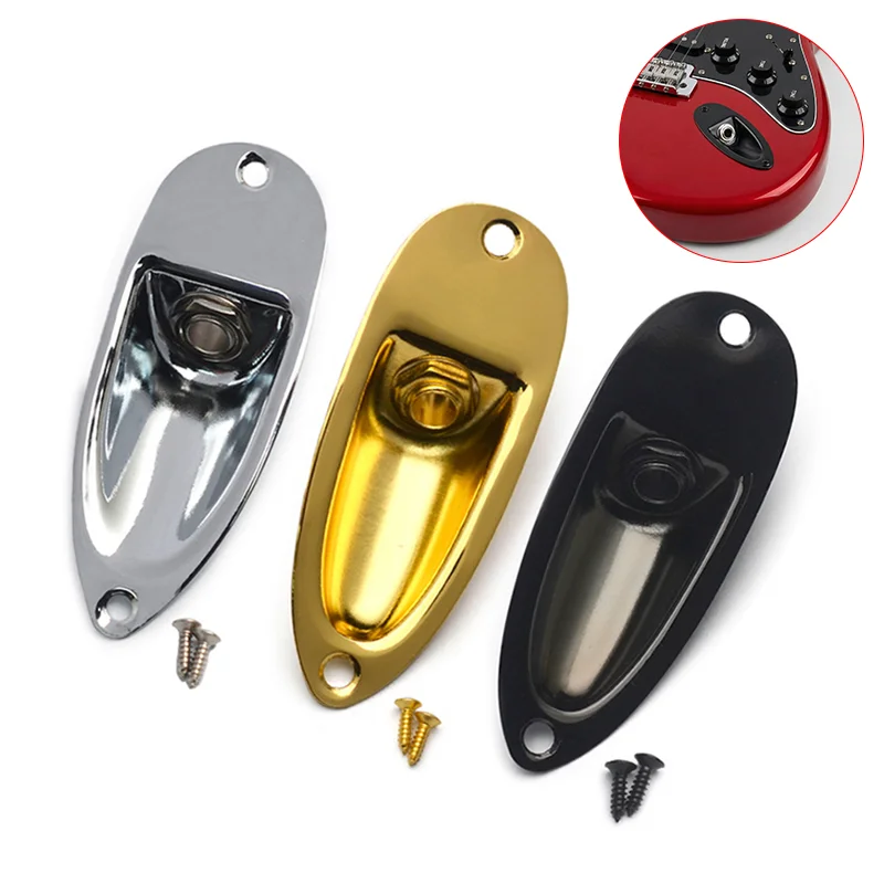 Guitar Input Jack Socket Plate Output Loaded Boat Style 1/4 Inch with Screws for Fender Stratocaster Strat Electric Guitar Parts