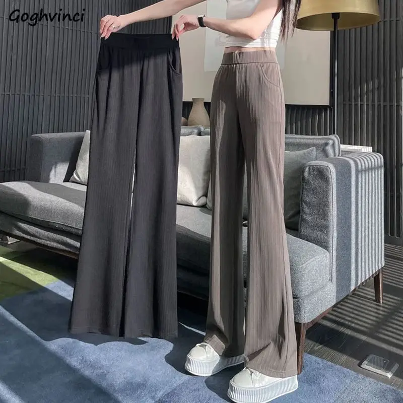 

M-4XL Flare Pants Women Summer Casual Sporty Breathable Jogger Fashion Soft High Waist Treetwear Stretchy Pantalones De Mujer