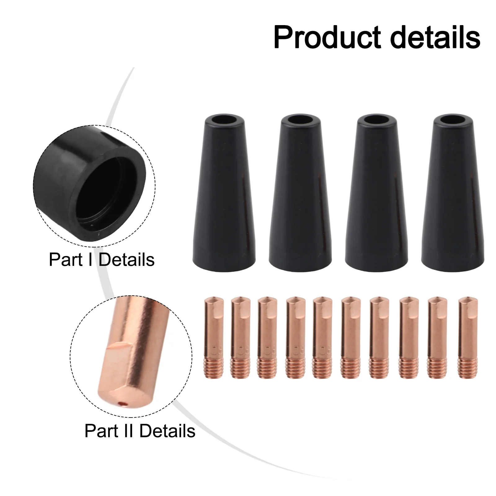 

14PCS Gasless Flux Core Nozzle Tips 14AK Airless Nozzle Conductive Nozzle Conductive Nozzle 0.8/1.0mm Welding Torch Components