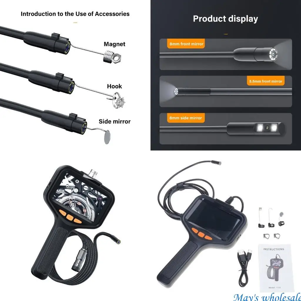 Handheld Endoscope 8mm Camera Ergonomic Easy Carry  Inspection Device for Vehicles 448A