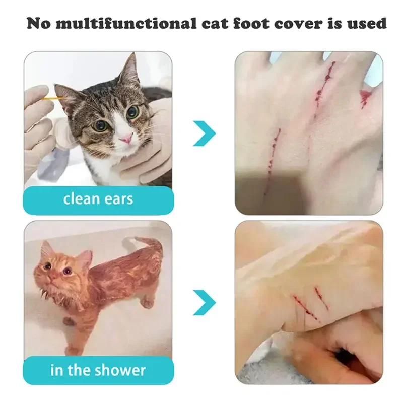 Cat Bath Foot Cover 4pcs Set Multifunctional Silicone Cat Claw Cover Anti-scratch Anti-scratch Bathing Magic Cat Shoes