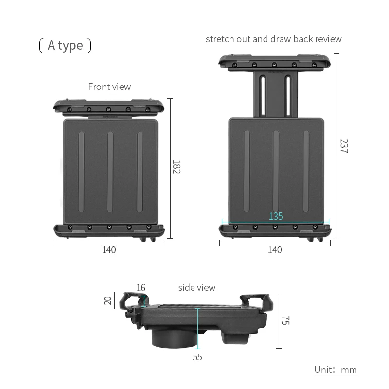 

VINmounts 04 Lockable Anti-Theft Reinforced Nylon Tablet Mount 188-239mm Height Range for MediaPad M5 Tab M8 HD ZenPad iPad