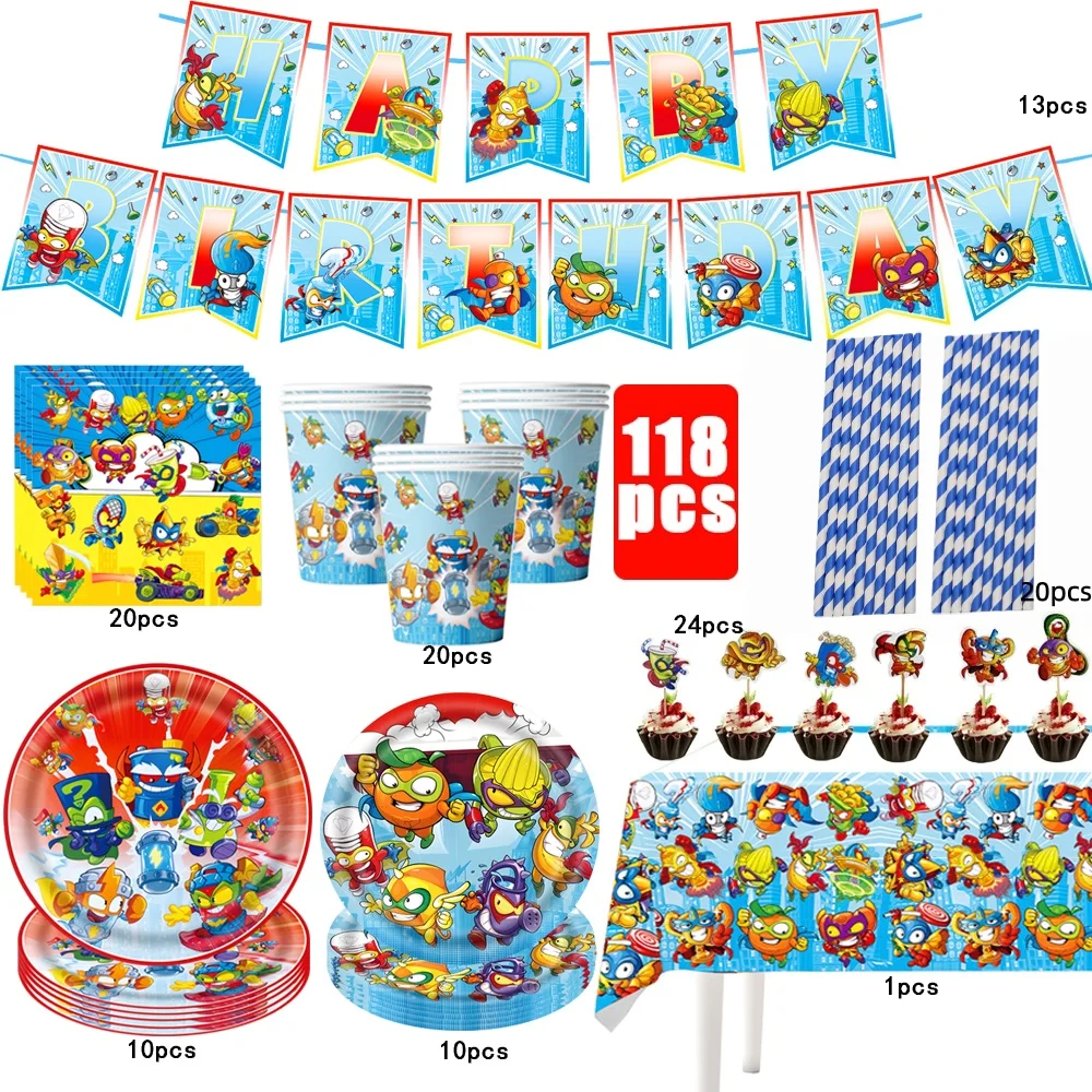 Superthings Geburtstag Party Dekoration Superzings Set Geschirr Tischdecke Banner Kuchen Hintergrund Baby Shower Kid Spiel Party Supplie – Detail 2