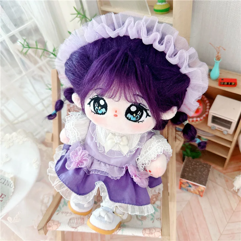 20cm Cute Lolita Purple Girl Doll Kawaii Princess Dress Skirt Idol Dolls Outfit Accessories Anime Soft Kids Toys for Girls Gift