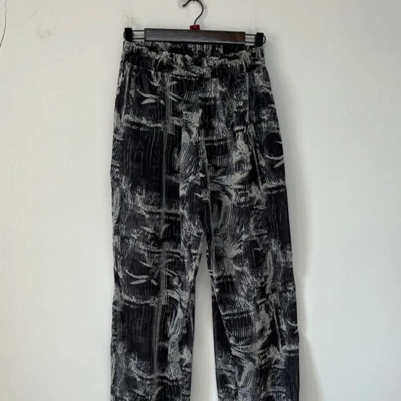WVGA Spring Summer New Man Abstract Ink-blur Pattern Semi-transparent Design Trendy Niche Casual Loose Straight Pants Ins W20782
