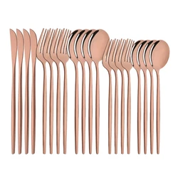 20Pcs Luxury Mirror Flatware Set Kitchen Stainless Steel Tableware Set Hotel Dinnerware Set Rose Gold Cutlery Set Gift