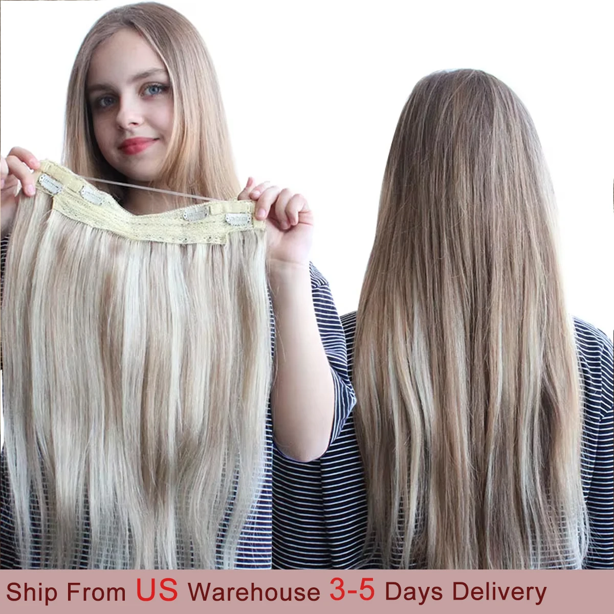 

Невидимые заколки для наращивания волос, человеческие волосы, рыбья проволока, 4 зажима, настоящие натуральные шиньоны, 16 дюймов, 80 г, дополнительный объем, зажим на волосы