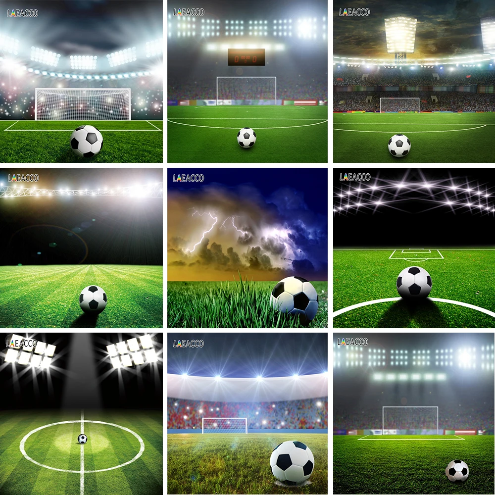 

Laeacco Football Field Soccer Stadium Grassland Photography Backgrounds Birthday Backdrops Photophone Photocall For Photo Studio