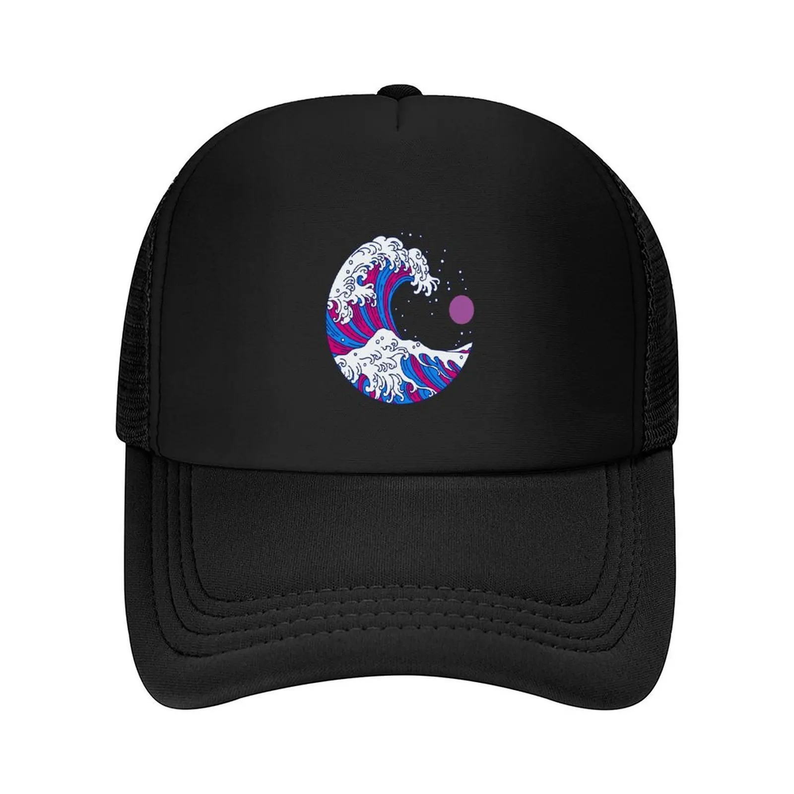 

Circular Japanese Bi Wave. Bisexual Pride Baseball Cap fishing caps man tea Hat black Cosplay Boy Child Women's