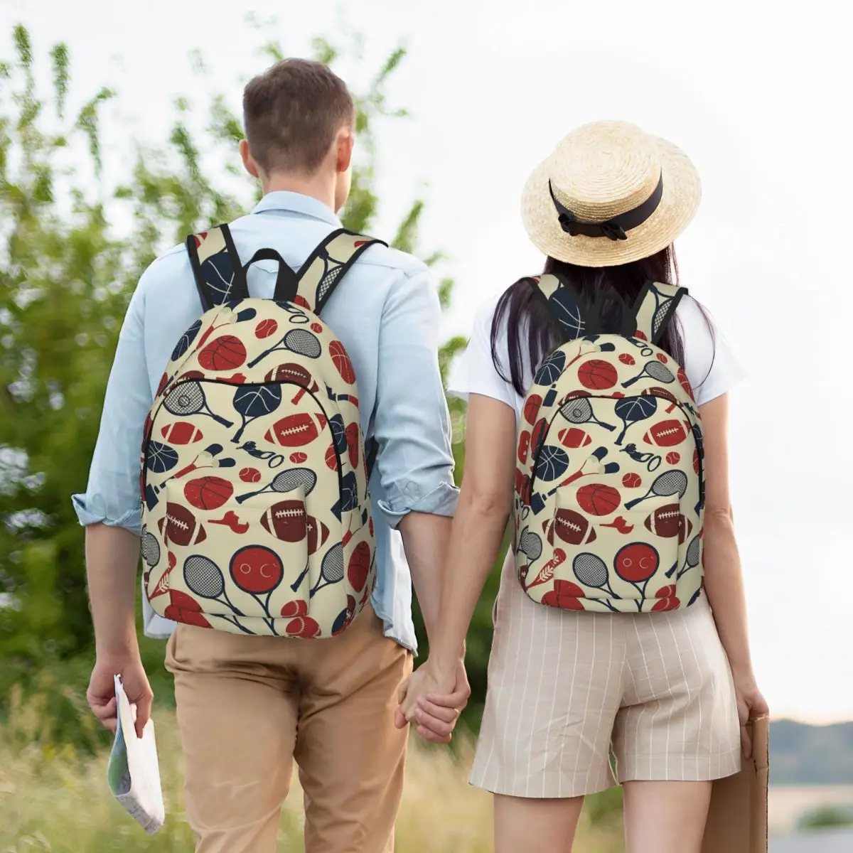 

Retro Sports Icons Backpack Student Boys Girls BookBag Kids School Bag Computer Shoulder Bags for Men Women