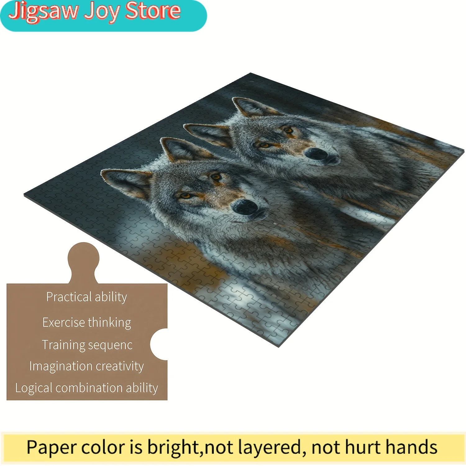 

Wolf Forest Jigsaw Puzzle for & Families - Scratch-Resistant, Portable, Middle Difficulty, Wood Craft Supplies with Unique An