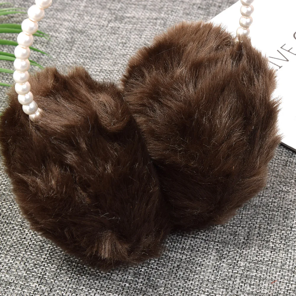 غطاء للأذنين لؤلؤي للنساء غطاء للأذنين للفتيات غطاء للأذنين من الفرو المقلد على شكل أرنب للطقس الثلجي ملحقات الطقس البارد للشتاء #4