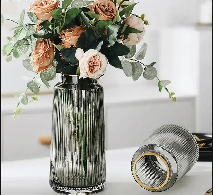 Transparent Glass Vase Hydroponic Flower Arrangement Desktop Vases Decoration Accessories Ornaments Apparatus
