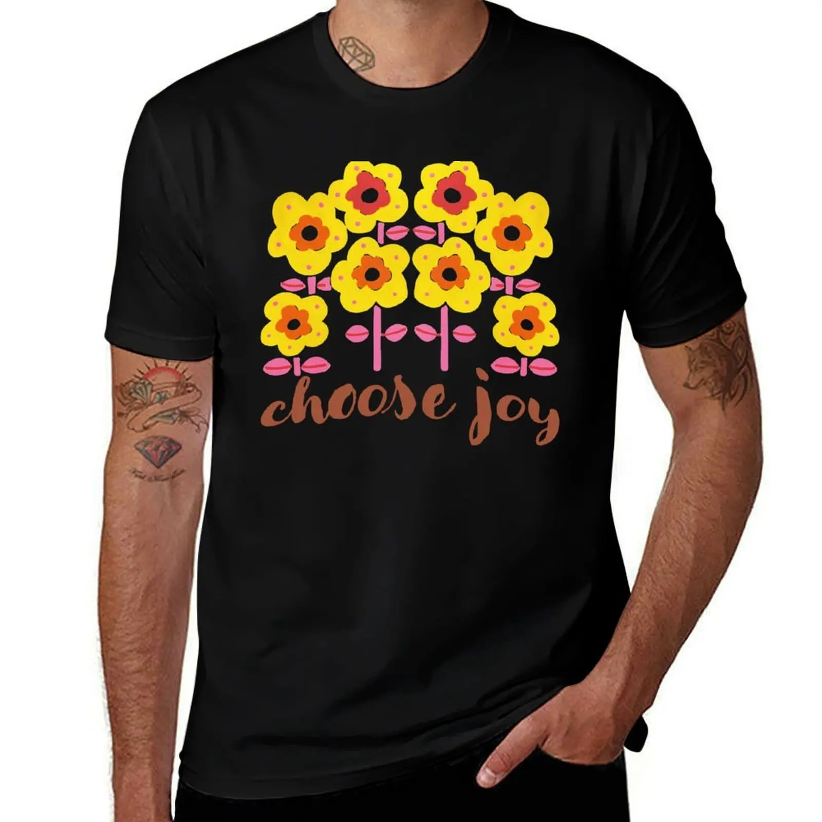 

Joyful flowers T-Shirt blue lock plus size tops custom t-shirts t shirts for men