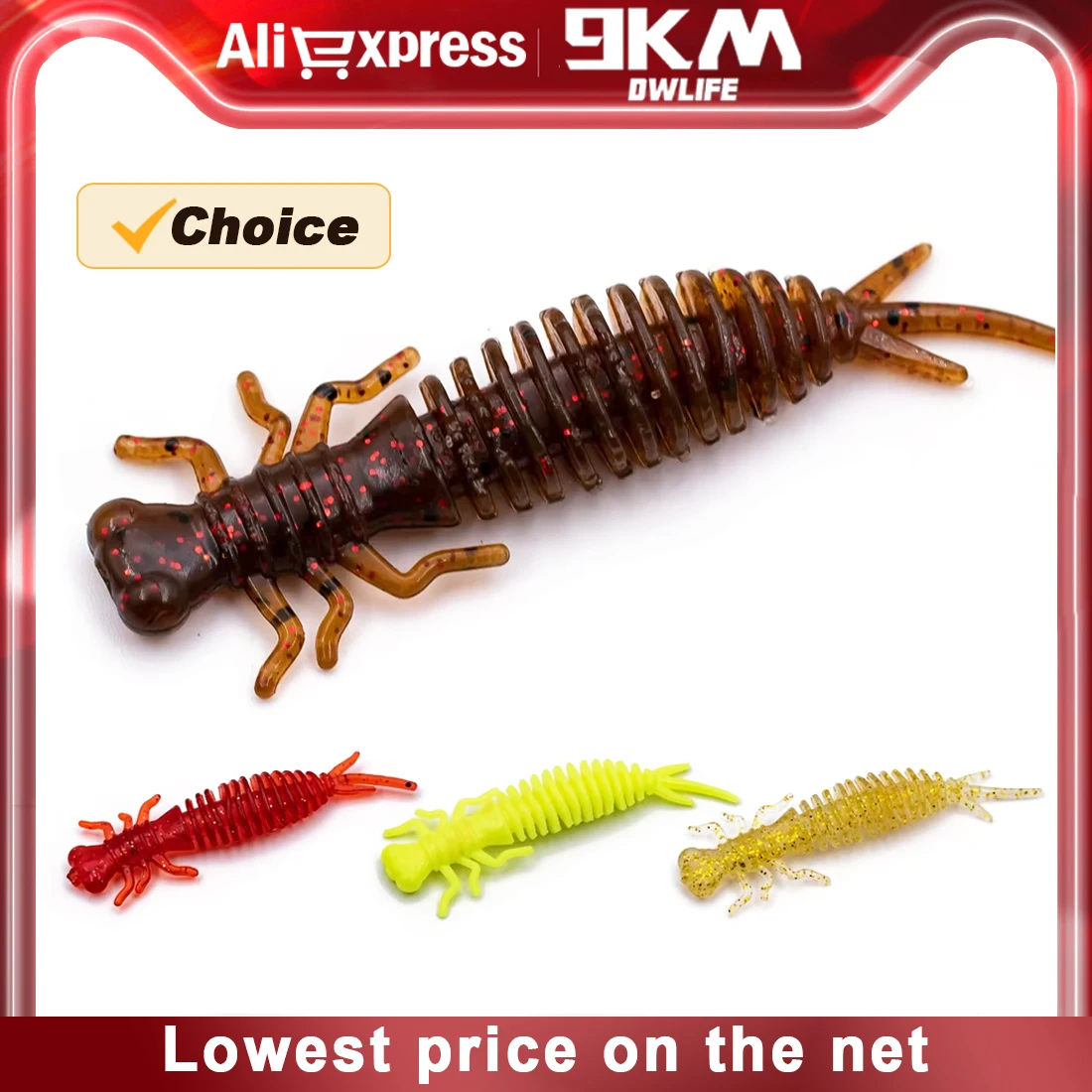 9KM 10Pcs 8cm Fishing Soft Lures Soft Silicone Lures Cicada Larva Freshwater Lifelike Larva Worm Bait Bass Trout Crappie