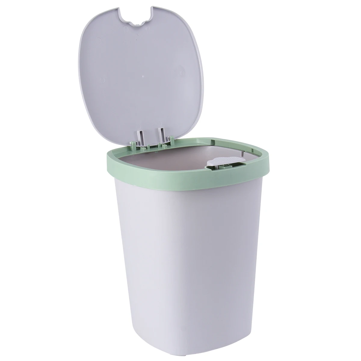 

1pc Collapsible Trash Can with Lid Push Button Pedal Plastic Garbage Cans Silent Sliding Lid Small Bathroom Green Home Use Long