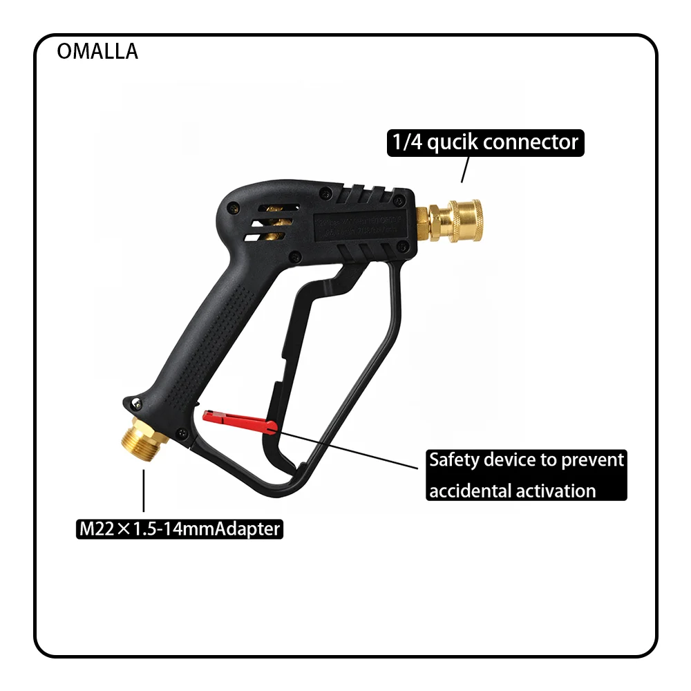 OMALLA Pistolet nettoyeur haute pression courte 1/4" connecteur rapide + buse cinq en un en forme d'éventail