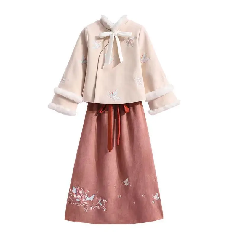 Winter Tang style cotton padded jacket Chinese style cheongsam small jacket ancient style Han style youth skirt