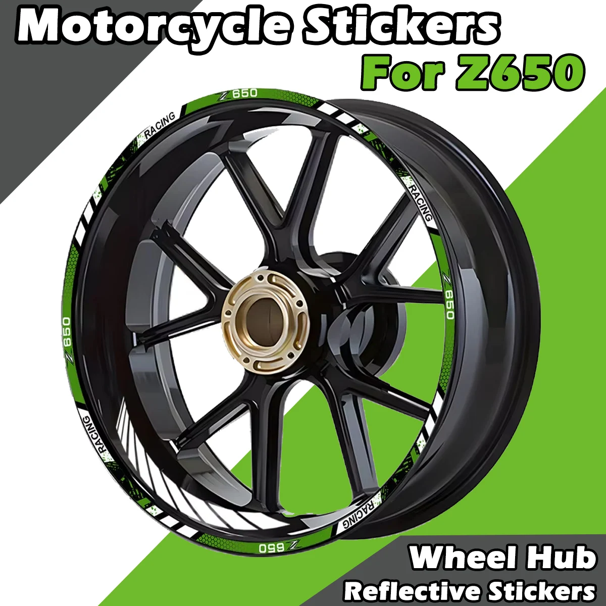 For Kawasaki Z650 Z 650 17'' Motorcycle Wheel Hub Stickers Reflective Tire Rim Stripe Tape Racing Moto Bike Decals Accessories