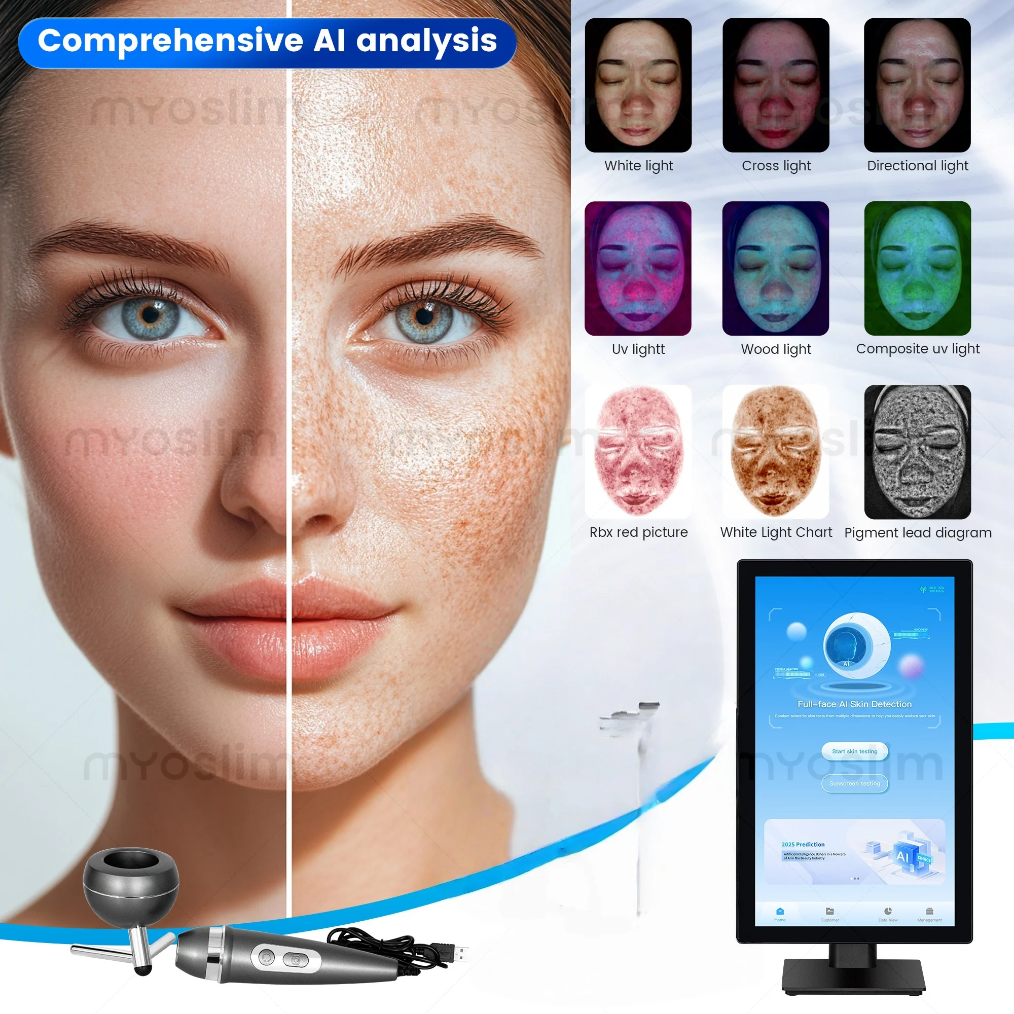 

Новый усовершенствованный AI-анализатор кожи лица: профессиональный 3D-сканер для диагностики кожи, интеллектуальное устройство для диагностики состояния кожи, косметологический аппарат