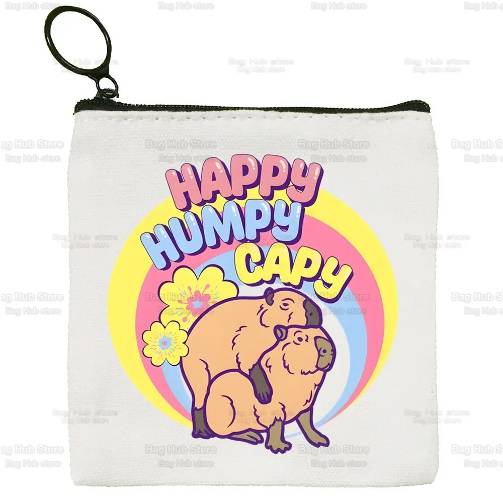 กระเป๋าใส่เหรียญผ้าลายสัตว์ตลกๆ คาปิบารา กระเป๋าใส่เหรียญแบบกำหนดเอง ลายภาพประกอบ ซองใส่กุญแจ กระเป๋าผ้าใบเล็กเรียบง่าย กระเป๋าใส่เหรียญแบบใหม่สุดสร้างสรรค์