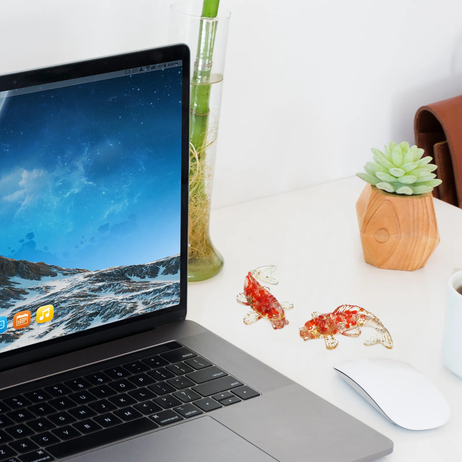 2 Stück Kristall-Koi-Dekoration, elegantes künstlerisches Design für Büro, Schreibtisch, Inneneinrichtung, Tisch, Fisch, Figur, kleiner Raum, Dekor-Idee