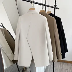 Manteau décontracté imbibé pour femme, veste blazer à manches longues, double boutonnage, dos fendu, automne, printemps, femme, coréen, nouveau, 2024